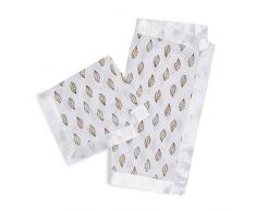 aden + anais - Couverture-Doudous Issie, Couverture Bébé en Mousseline 100% Coton avec bordure en Satin, Doudou Bébé Doux & Confortable, Nouveaux-nés, Pour Fille, Blanc et Rose, Lot de 2, 40x40 cm