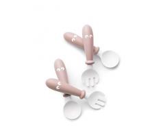 Cuillère et Fourchette pour Bébé BABYBJÖRN, lot de 4, Rose Pastel