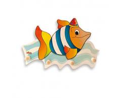 Dida - Porte-Manteaux Enfant – Poisson - Porte Manteau Mural en Bois pour Chambres denfant et bébé avec des Animaux Marins