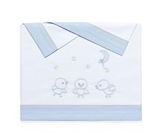 Chicks Parure de lit 3 pièces en coton pour berceau Bleu 50 x 80 cm