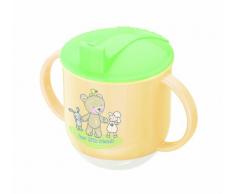 Rotho Babydesign Tasse à Bascule, Dès 6 mois, Modern Feeding, Motif Meilleurs Amis, 10,5 x 12 cm, Vanille/Vert citron/Blanc, 300240223AZ