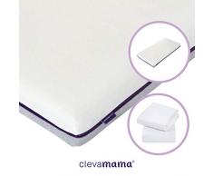 ClevaMama AirGo Matelas de Soutien avec 2 Draps Housse Blanc en Coton avec de l Élastique, 70 x 140 cm (bundle)