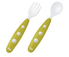 Nuk Easy Learning Lot de 2 Mini Couverts en Plastique pour Apprendre à Manger aux Enfants sans BPA Pistache