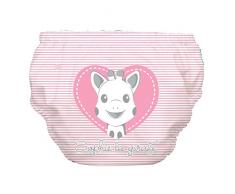 Sophie La Girafe Couche de bain réutilisable 2 en 1 pour bébé garçon et fille Motif cœur Rose crayon Taille M