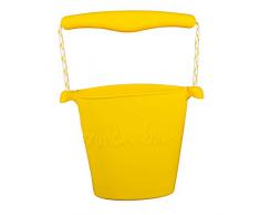 Seau en silicone alimentaire non toxique enroulable, est pratique, doux et presse originale, on et on strizza sans rovinarsi, est multi-usage et parfait pour la plage ou le jardin, jaune