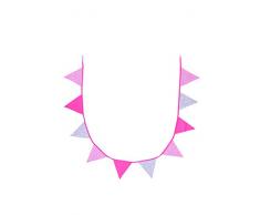 Bb&Co Guirlande Fanions en Coton Rose/Blanc/Gris