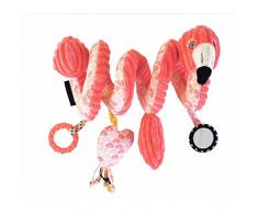 Les Déglingos - Spirale dActivités - Flamingos le Flamant Rose - Doudou pour bebe et enfant - Tissu Doux - Peluche - Ludique - Jouet éducatif - Convient dès la naissance