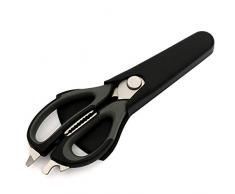 Local Makes A Comeback Ciseaux de cuisine multifonction 2 en 1 en acier inoxydable pour décapsuleur de viande, noix et bouteilles Noir/gris