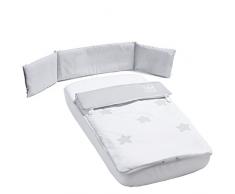 Cotinfant Parure de lit avec housse de couette et protège-matelas pour berceau Mini Look At Me Gris