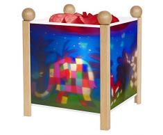 TROUSSELIER - Elmer lEléphant - Veilleuse - Lanterne Magique - Idéal Cadeau Enfant - Dessin animé - Lumière rassurante - Couleur Bois Naturel - Ampoule 12V 10W inclue - Prise Elec. EU