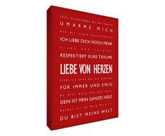 Little Helper lvdp128–09 G Feel Good Art Tableau décoration murale en toileAmour à tiefst Typographie moderne Rouge 30 x 20 CM