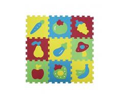 LUDI – Tapis de sol épais pour l’éveil de bébé – 1052 - puzzle géant aux motifs Fruits et Légumes – dès 10 mois – (set de 9 dalles)