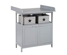 Roba Hamburg Commode à langer avec matelas à langer, 2 boîtes en toile et fixation murale, table à langer avec matelas à langer, commode à langer 92 cm