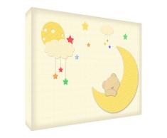 Feel Good Art Tableau bearmoon2436–15de Décoration Murale Impression sur toile de Ours avec lune, 91 x 60 cm Multicolore