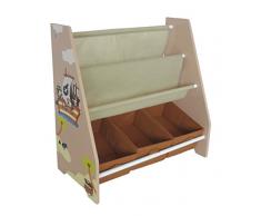 Kiddi Style les Enfants Bois Bibliothèque en toile motif pirate, étagère rangement pour enfant