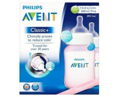Philips Avent Lot de 2 Biberons Classic 260 ml, Rose