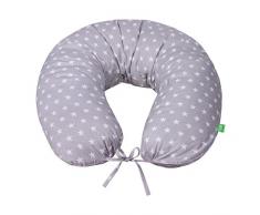 LULANDO Bomerang Oreiller de sommeil - Oreiller de maternité BOMERANG 200x39 cm - OEKO-TEX Standard 100 - 100% Cotton - Couleur: White Stars / Grey