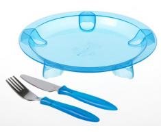 Steadyco Assiette couteau et fourchette Bleu