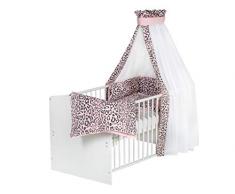 Schardt 04 507 60 03 803 Classic Grey Lit complet avec 4 pièces avec housse en textile Motif Leo Rose, matelas et tringle à céleste Gris 70 x 140 cm