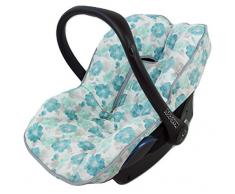 Housse matelas universelle pour groupe 0 ou Maxi-Cosi. Modèle Fleurs Turquoise. matelassée