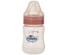 Mebby Biberon Rose avec Valve Anti-Colique et Tétine en Silicone, 150 ml