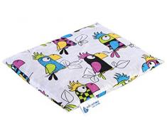 Coussin chauffant en noyaux de cerise 500 g rectangulaire 20 x 25 cm 100% coton certifié Öko-Tex 100% coton Medi Partners Chaleur + thérapie par le froid Thérapie de massage (Parrots)