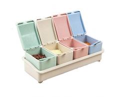 Local Makes A Comeback Lot de 4 boîtes à épices en plastique transparent avec cuillère