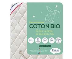 PTIT LIT Matelas Bébé Bio-70x140 cm-100% Coton : matière Naturelle dorigine Végétale-sans Traitement Chimique-Déhoussable-Oeko Tex-Fabrication Française, Blanc, 70 x 140