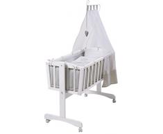 roba Berceau complet, berceau Heartbreaker (40x90cm) en bois, laqué en blanc, berceau avec fonction basculante et fixe, set berceau comprend de lit complet