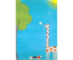 Little Helper IVI Grand Tapis épais hypoallergénique de qualité en relief Motif girafe Turquoise 134 x 180 cm