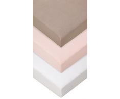 Lot de 3 Draps housse Bambou - 70x140 - rose blanc taupe