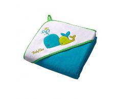 Sortie de bain avec capuche pour bébé et enfant - 100 x 100 cm - Grande et ultra douce - Serviette de bain, serviette de plage - Bleu
