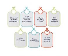 Lot de 7 Bavoirs naissance à message Babycalin 20 x 25 cm