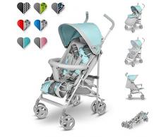 Lionelo Elia Buggy petite poussette pliante poussette jusquà 15 kg frein arrière moustiquaire protège-jambes protection contre la pluie panier (Tropical Turquoise)