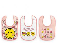 Lulabi Smiley Girl Lot de 3 bavoirs en coton