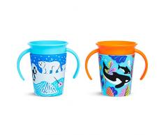 Munchkin Set de 2 Tasse dApprentissage Miracle 360° Wildlove Ours Polaire/Épaulard 177 ml