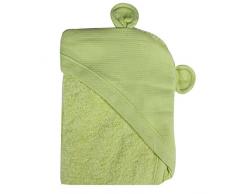 Minene enfants bébé Serviette de bain à capuche Tablier avec ours oreilles, 70 x 70 cm, Vert