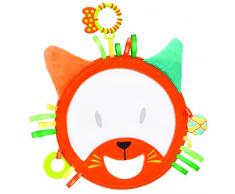 LUDI - Tête de chat, hochet géant et léger pour jouer à Coucou-Caché. Dès 12 mois. Tissu coloré avec 6 activités sensorielles qui attirent la curiosité. Diamètre : 19 cm - réf. 2852
