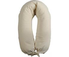 Merrymama - Coussin dallaitement et de grossesse + housse avec lacets - 190 cm (rembourré en épeautre biologique) Ecrù Biologico