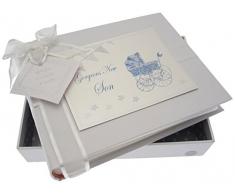 White Cotton Cards fils Petit album (Bleu Landau et fanions)