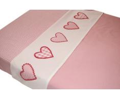 Taftan Drap de Lit Coeur patchwork rose (120 x 150 cm) - Rose clair