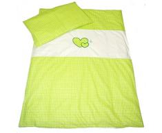 Babys Comfort Parure de lit bébé Housse de couette et taie doreiller (2 pièces, à carreaux Olive/blanc)