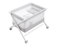 Petit Praia Berceau En X En Bois Bobo Blanc 50X80X72 cm Facile Assemblage Légère Idéal Pour Petit Espace Pliable Couleur Blanc et Gris Blanc / Gris