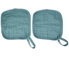 mundo melocotón Set de 2 Attaches Sucette en Mousseline Jade