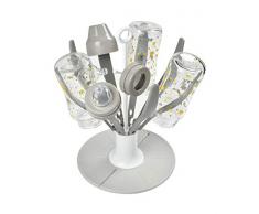 BÉABA, Egoutte biberons Arbre, Pliable, 8 biberons et accessoires, Compact, Nomade, Gris