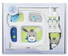 Sterntaler Set de vaisselle Erik, Assiette, tasse, cuillère, fourchette, couteau, Âge: Pour les bébés à partir de 6 mois, Bleu/Vert