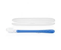 Nûby ID5556BLUE Cuillère Longue en Silicone Doux 6+ Mois