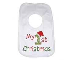 Bavoir bébé personnalisé Imprimé graphique Motif – My 1st Christmas – Unisexe (garçons, filles) – Blanc