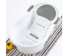 Nuby Baignoire pour bébé avec siège intégré et appuie-tête doux, blanc et gris