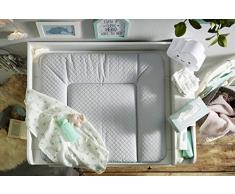 Rotho Babydesign Tapis à Langer Matelassé, Modern Square, À partir de 0 mois, 85x72x7cm, Argent, 204430168CH